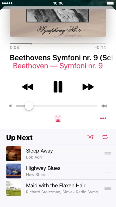 Press the shuffle icon to turn the function on or off.