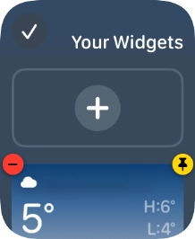 Press the pin widget icon on the required widget to pin it to the top of the stack.