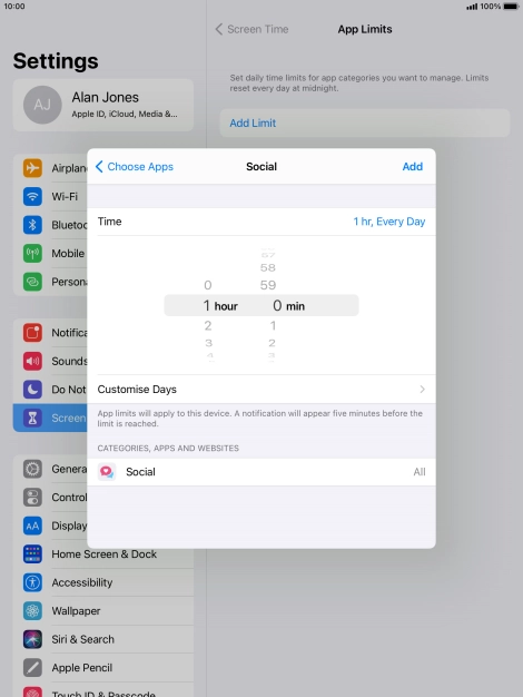 Press Customise Days.