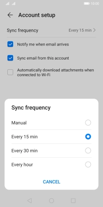 Press the required setting.