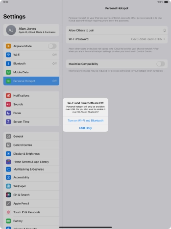 If Wi-Fi is turned off, press Turn on Wi-Fi and Bluetooth.