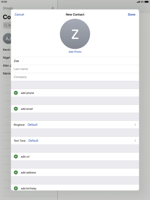 Press Last name and key in the last name.