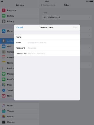 Press Email and key in your email address.