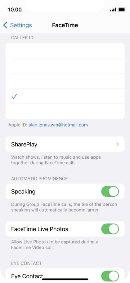 Press the required setting below 