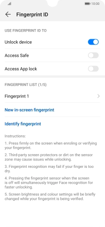 Press the indicators next to the required settings.