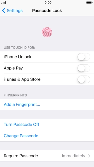 Press Turn Passcode Off and key in the phone lock code.
