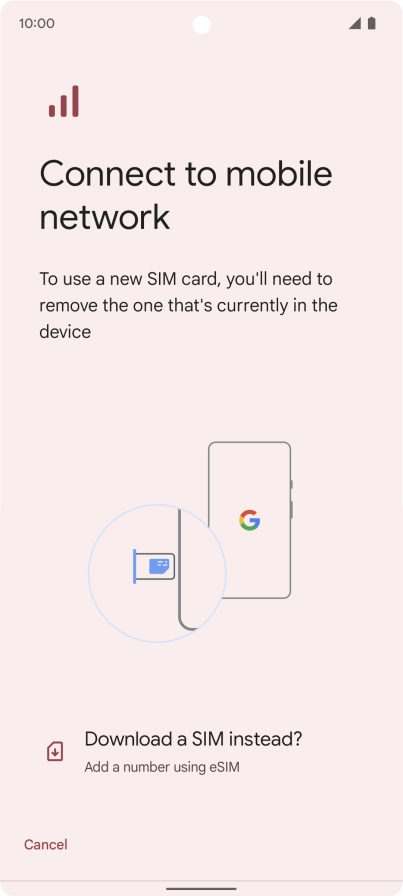 Press Download a SIM instead?.
