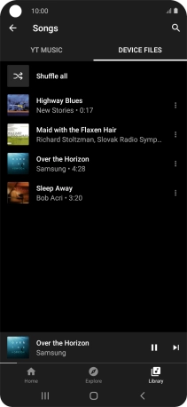 Press the required audio file.