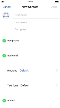 Press First name and key in the first name.