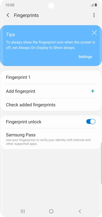 Press the indicator next to 