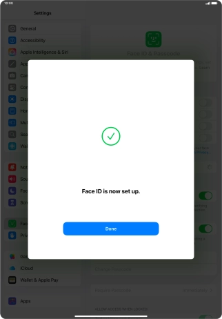 Press Done. If you haven't previously selected a lock code, key in a code of your own choice twice.