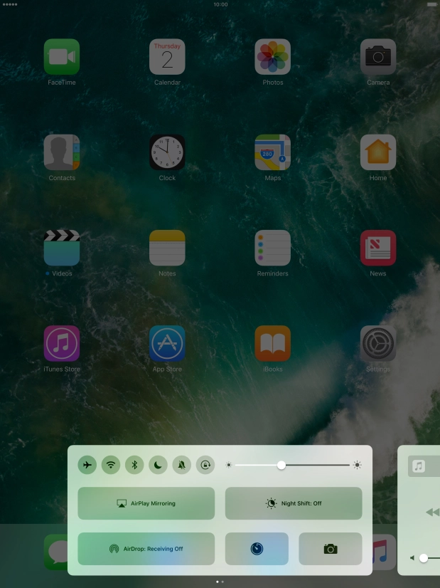 Press the flight mode icon to turn the function on or off.