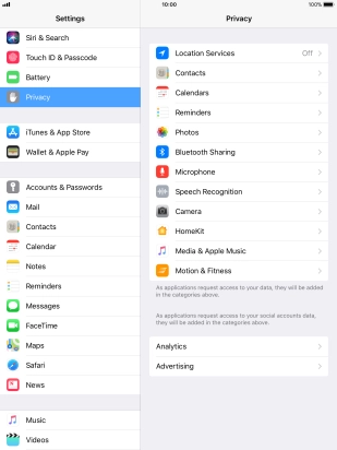 Press Location Services.