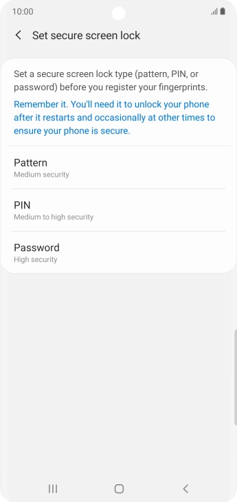 Press the required phone lock code and follow the instructions on the screen to create an additional phone lock code.