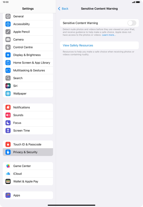 Press the indicator next to 
