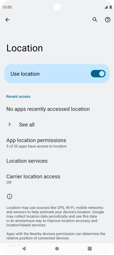 Press App location permissions.
