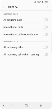 Press the indicator next to the required barring type.