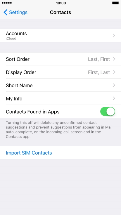 Press Import SIM Contacts.