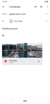 Press the send icon when you've finished your email message.