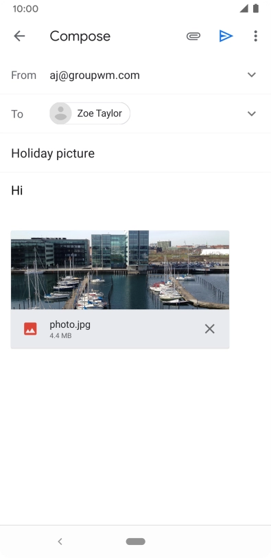 Press the send icon when you've finished your email message.
