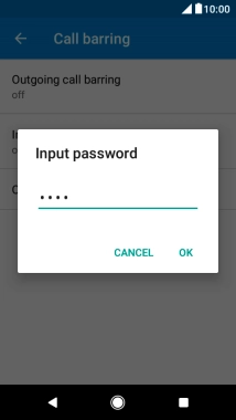 Key in your barring password and press OK. The default barring password is 0000.
