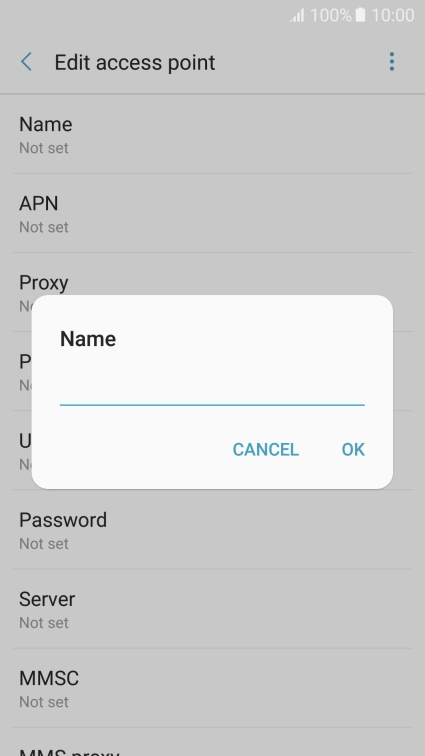 Key in Vodafone Internet and press OK.