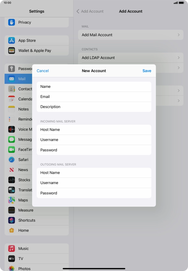 Press Save. Your email account has now been set up. To select more settings for incoming and outgoing server, proceed with the following steps.