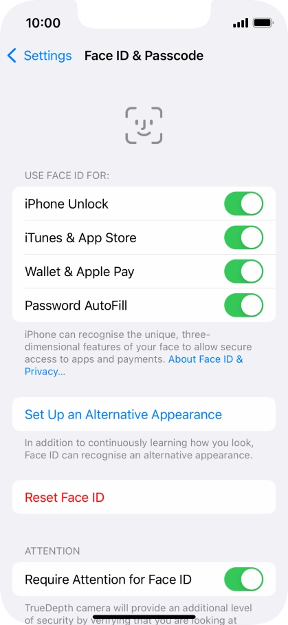 Press the indicators next to the required settings to turn them on or off.
