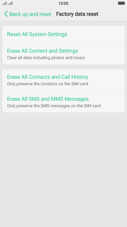 Press Erase All Content and Settings.