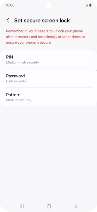 Press the required phone lock code and follow the instructions on the screen to create an additional phone lock code.