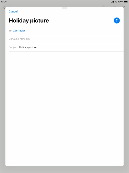 Press the text input field and write the text for your email message.