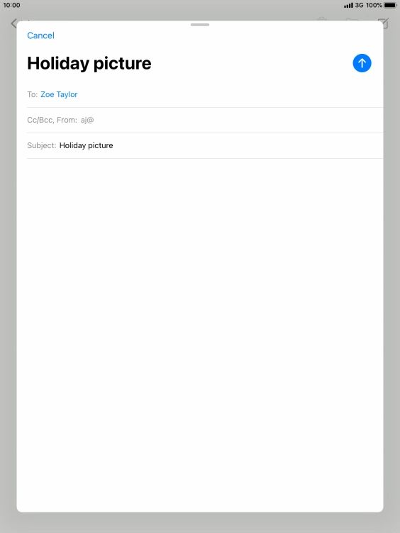 Press the text input field and write the text for your email message.