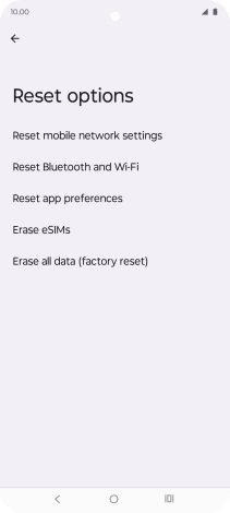 Press Erase all data (factory reset).