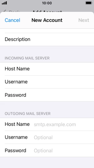 Press Host Name and key in the name or IP address of your email provider's outgoing server. Please note that if you can't send email messages when using your email provider's outgoing server, key in smtp.vodafone.net.au (Vodafone's outgoing server).