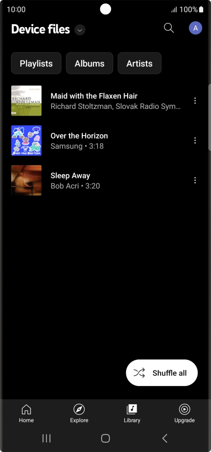 Press the required audio file.
