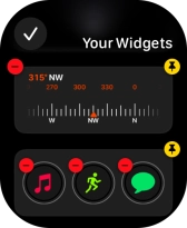 Press the pin widget icon on the required widget to pin it to the top of the stack.