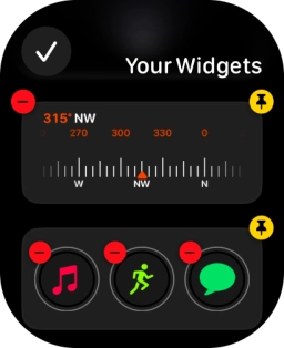 Press the pin widget icon on the required widget to pin it to the top of the stack.