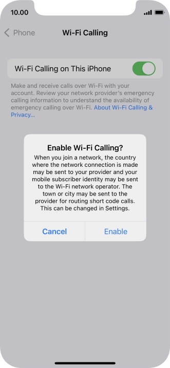 If you turn on the function, press Enable.