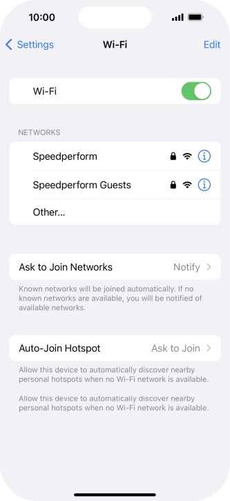 Press the required Wi-Fi network and key in the password for the Wi-Fi network.
