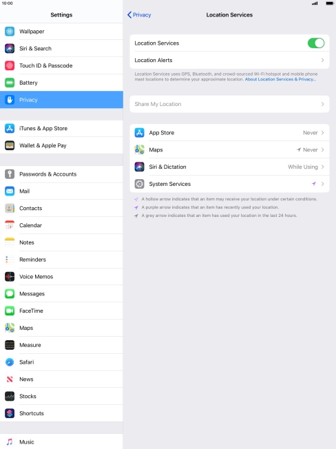 Press the required application.
