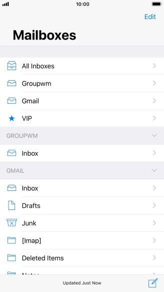 Press the required email account.