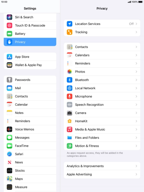 Press Location Services.