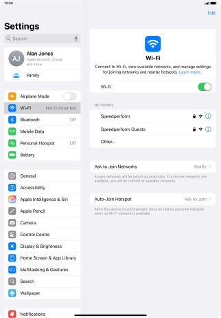 Press the required Wi-Fi network and key in the password for the Wi-Fi network.