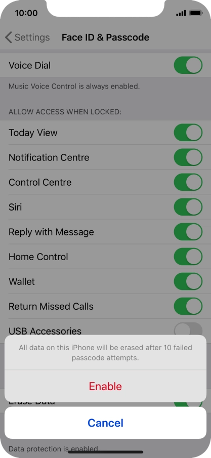 If you turn on the function, press Enable.