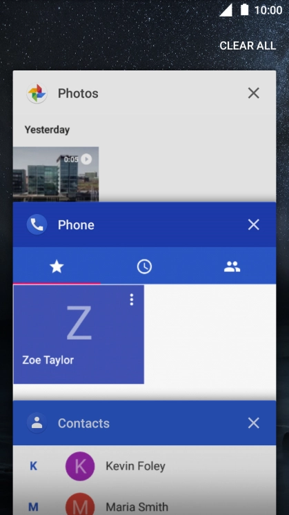To end one running application, slide your finger right on the required application.