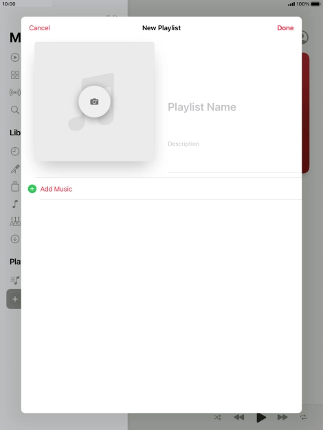 Press the text input field and key in a name for the playlist.