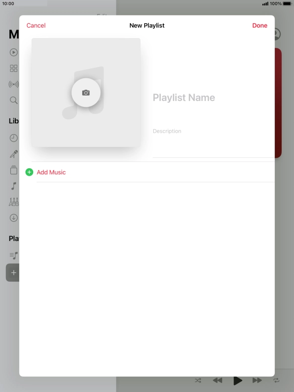 Press the text input field and key in a name for the playlist.