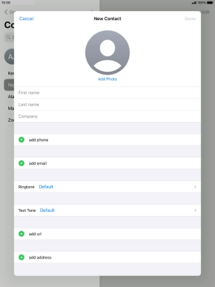Press First name and key in the first name.