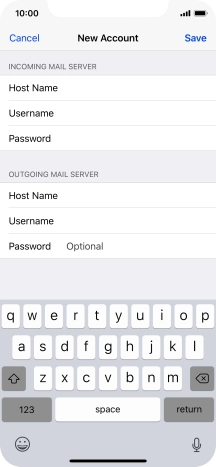 Press Password and key in the password for your email account. Please note that if you're using Vodafone's outgoing server, leave the password field empty.