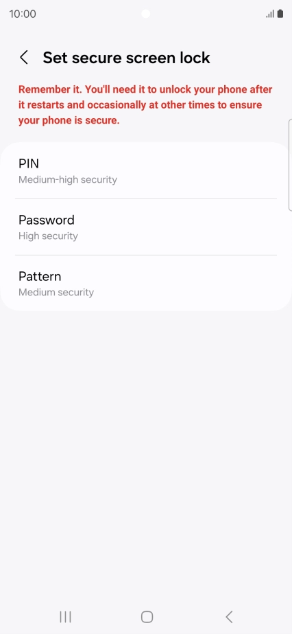 Press the required phone lock code and follow the instructions on the screen to create an additional phone lock code.